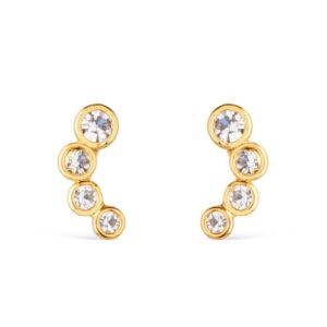 Brinco Dourado com Pontos de Luz em Zircônia