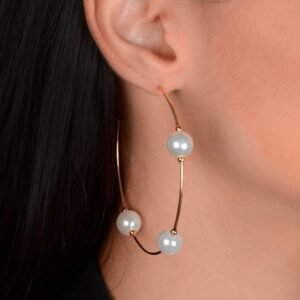 Brinco de Argola Grande Com Pérolas