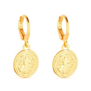 Brinco Dourado com Medalha Religiosa