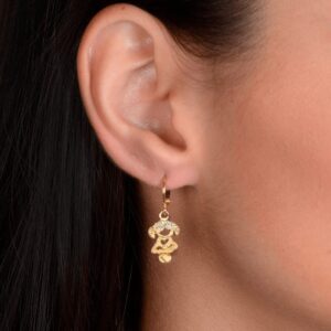 Brinco Dourado de Argolinha Filha Menina com Zircônia