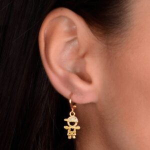 Brinco Dourado de Argolinha Filho Menino com Zircônia