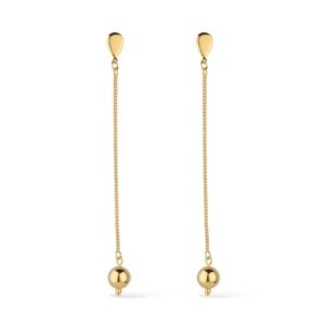 Brinco Dourado de Corrente e Bolinha