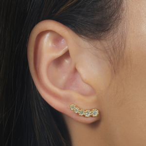Ear Cuff Dourado com Zircônias