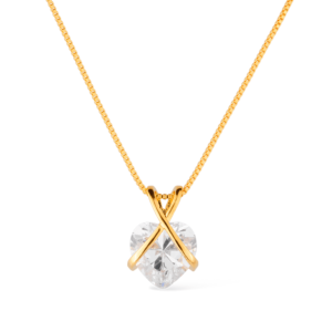 Colar Dourado de Coração em Zircônia